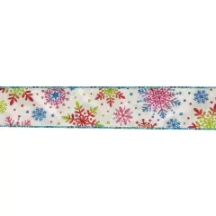 Northlight Blue and White Snowflakes Christmas Wired Craft Ribbon 2.5" x 16 Yards