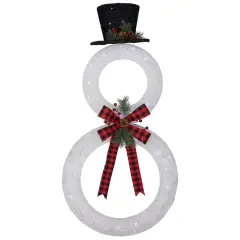 Northlight 48" LED Lighted Wreath Snowman Outdoor Christmas Decoration White