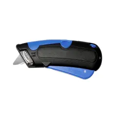 Garvey Easycut Cutter Knife, Self-Retracting Safety Tipped Blade, Box Cutter for Cartons, Boxes, Straps and Packages, Black and Blue (091508)