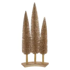 Northlight Sisal Christmas Trees Decor - 25" - Rose Gold - Set of 3 Brown
