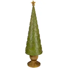 Northlight Christmas Tree Cone on Pedestal with Star Topper Decoration - 23" - Green