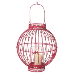 Midwest 9" Fancy Fair Contemporary Style Deep Pink Hanging Votive Candle Holder Lantern