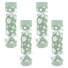 Big Dot of Happiness Sage Green Daisy Flowers - No Snap Floral Party Table Favors - DIY Cracker Boxes - Set of 12