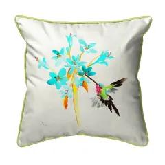 Betsy Drake Blue Hummingbird Extra Large 22 X 22 Indoor / Outdoor Pillow