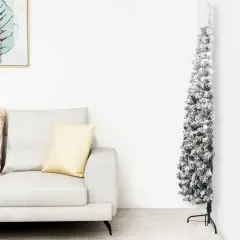 Slim Artificial Half Christmas Tree with Flocked Snow