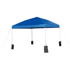 Emma and Oliver Ukko 10'x10'Weather Resistant, UV Coated Pop Up Canopy Tent with Sandbags and Wheeled Case Blue