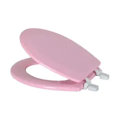 J&V Textiles Round Wooden Toilet Seat With Beveled Edge Pink