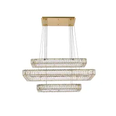 Monroe 42 inch LED triple rectangle pendant in gold