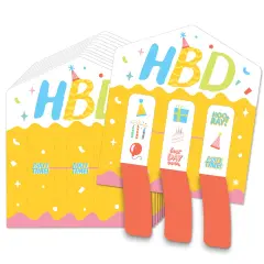 Big Dot of Happiness Party Time - Happy Birthday Party Game Pickle Cards - Pull Tabs 3-in-a-Row - Set of 12