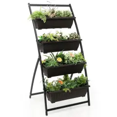 4-tier Vertical Raised Garden Bed With 4 Containers And Drainage Holes-M