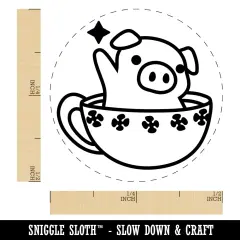 Teacup Pig Self-Inking Rubber Stamp for Stamping Crafting Planners Fuchsia