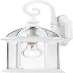 Nuvo Boxwood 1-Light 15" Outdoor Wall Light w/ Clear Seed Glass in White Finish