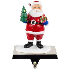 Northlight 6.25" Santa Claus with Tree and Present Christmas Stocking Holder Red