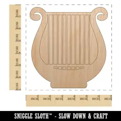 Lyre Harp Musical Instrument Unfinished Wood Shape Piece Cutout for DIY Craft Projects