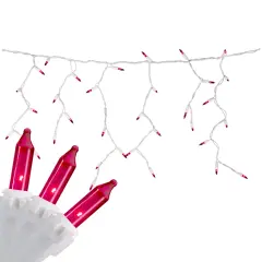 Brite Star Mini Icicle Christmas Lights - Pink - 7.75' White Wire - 100ct