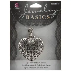 CousinDIY Jewelry Basics Metal Accent 1/Pkg-Heart Scroll