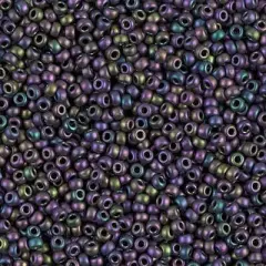 Miyuki 11 Round Seed Bead, 11-2019, Matte Metallic Eggplant Iris, 13 grams