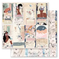 Indigo Collection 12x12 Sheet - Documented - 12x12 in, w foil details (10 SHEETS)