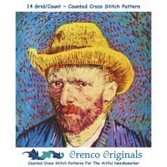 Impressionist Van Gogh's Self Portrait Counted Cross Stitch Chart Pattern