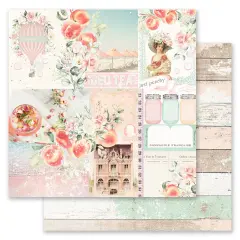 Peach Tea - Collection 12x12 Sheet - Just Peachy - 12x12 in, w foil details (10 SHEETS)