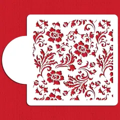Chic Rose Miniprint Cake Stencil | C816 by Designer Stencils | Cake Decorating Tools | Baking Stencils for Royal Icing, Airbrush, Dusting Powder | Reusable Plastic Food Grade Stencil for Cakes | Easy to Use & Clean Cake Stencil
