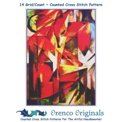 The Red Foxes by Expressionist Artist Franz Marc Counted Cross Stitch Pattern