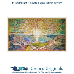 The SUN by Symbolist Artist Edvard Munch Counted Cross Stitch Pattern