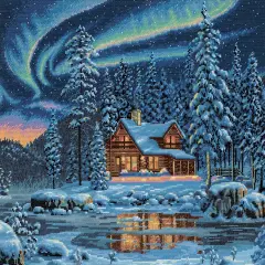 Dimensions Gold Collection Counted Cross Stitch Kit 16"X12"-Aurora Cabin