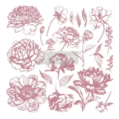 Redesign Decor Clear-Cling Stamps - Linear Floral 12"x12"