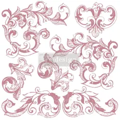 Redesign Decor Clear-Cling Stamps - Elegant Scrolls 12"x12"