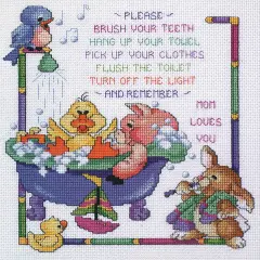 Janlynn Counted Cross Stitch Kit 10"X12"-Bath Time Rules