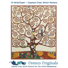 Art Nouveau Gustav Klimt Tree of Life detail Counted Cross Stitch Pattern