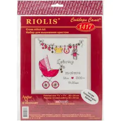 RIOLIS Counted Cross Stitch Kit 7.75"X7.75"-It's A Girl! Announcement