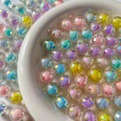 16mm Acrylic Beads 90 Pieces Shine Beads Colorful Beads Multicolor Round Beads for DIY Jewelry Making (ab Polyhedral)