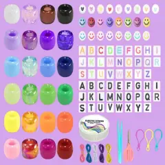 1000 Pieces DIY Crafts Gifts for Girls Beading Kits, Pony Beads Bracelet Making Kits with Decorative Beads and Charms, Craft Supplies for Children, Adults, Girls