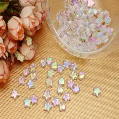 100 Pieces Mini Acrylic Beads 9mm Heart Charms and 11mm Star Beads for Jewelry Making Bracelets Necklaces Earrings Key Chains Accessories DIY Crafts Valentine Christmas Birthday Gifts (White)