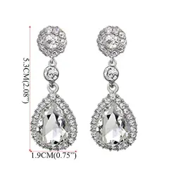 Austrian Cut Crystal Rhinestone Pierced Wedding Bridal Teardrop Drop Dangle Earrings (pierced-white)