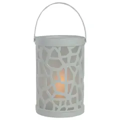 Northlight LED Lighted Faux Flame Mosaic Lantern with Handle - 6.5" - White