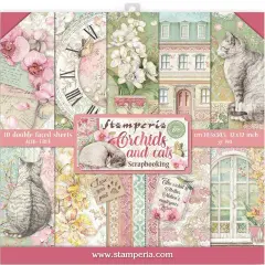 Stamperia Double-Sided Paper Pad 12"X12" 10/Pkg-Orchids & Cats, 10 Designs/1 Each