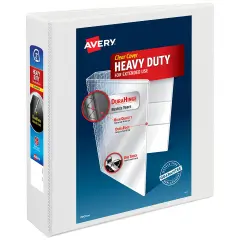 Avery Nonstick Heavy-Duty View 3 Ring Binder, 2" One Touch Slant Rings, 1 White Binder (05504)