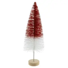 Northlight Glittered Bottlebrush Christmas Tree - 12" - Red and White