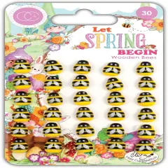 Craft Consortium Laser-Cut Adhesive Wooden Shapes 30/Pkg-Let Spring Begin Bees