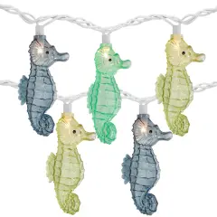 Dennis East Nautical Seahorse String Light Set - 6.5 ft White Wire - 10ct Multi