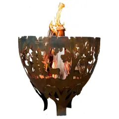 Esschert Design 32" Bronze and Black Wildlife Themed Outdoor Fire Bowl - Extra Large