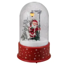 Northlight Lighted Santa with Street Light Snowing Christmas Globe - 11.75" Red