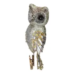 Melrose 10" In the Birches Gold Glittered and Sequined Owl Clip-On Christmas Ornament