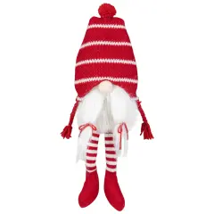 Northlight Plush Striped Sitting Christmas Gnome Figure - 18" - Red and White