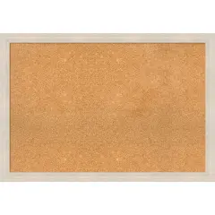 Hardwood Narrow Wood Framed Corkboard, Natural Cork Hardwood White Wash