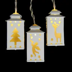Kurt Adler LED Mini Metal Lantern Christmas String Lights Set - 4.6 ft Clear Wire - 10ct White
