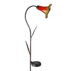 Gerson 45.25" Transparent Orange Lighted Lily Solar Powered Outdoor Lawn Stake